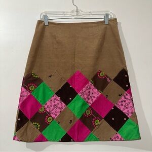 Lilly Pulitzer Vintage Corduroy Patchwork Skirt Embroidery Scottish Terrier Sz 4